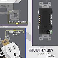 Vista 106 de ENERLITES Elite Series Duplex Receptacle with Screwless Wall Plate, Residential Grade Duplex Outlet, Tamper-Resistant, Grounding, 15A 125V, UL Silver