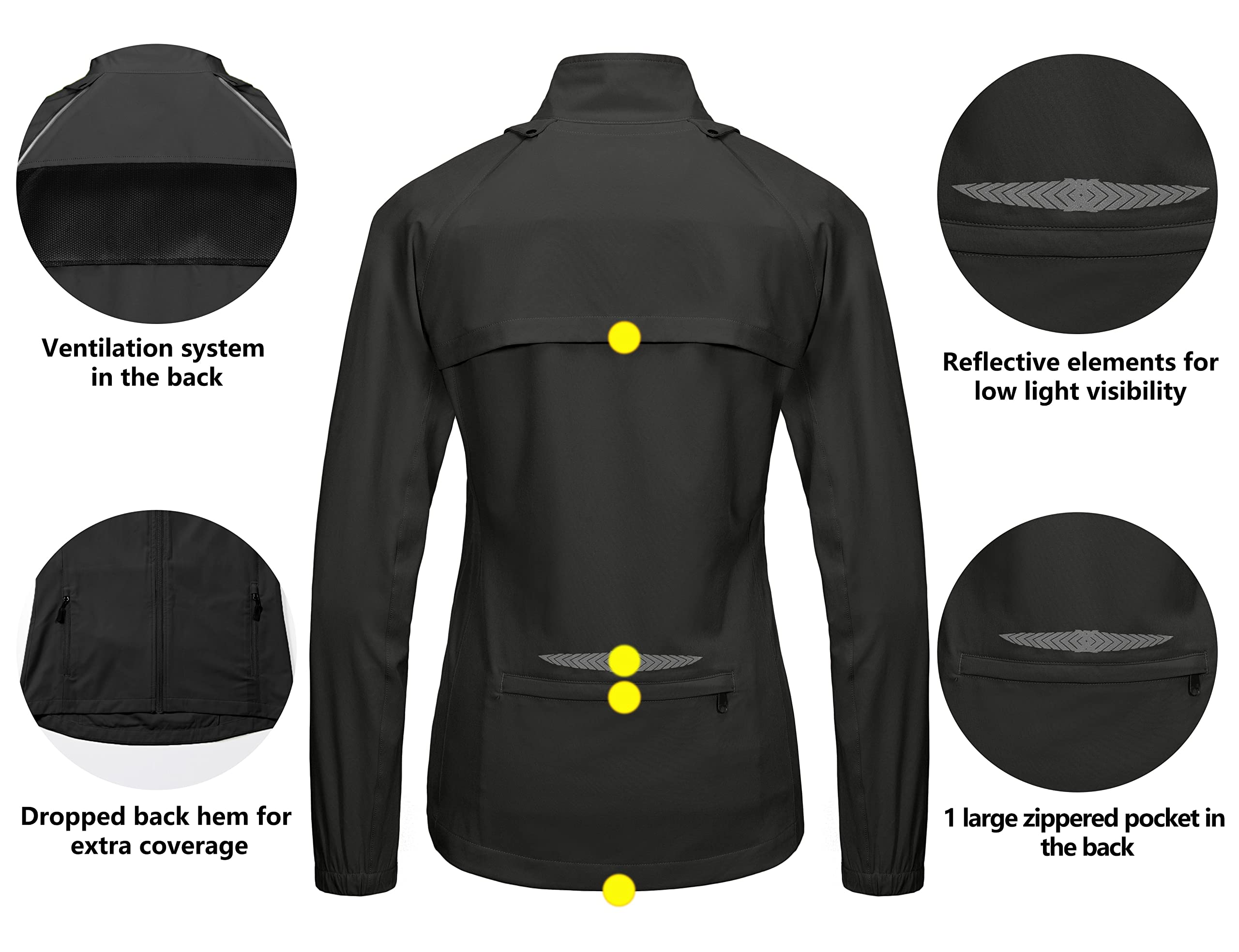 Little Donkey Andy Fahrradjacke Damen Leichtgewicht Wasserabweisend Fahrradweste mit Abnehmbaren Ärmeln Fahrrad Radsportjacke Reflektierend Laufjacke Atmungsaktiv Wanderjacke