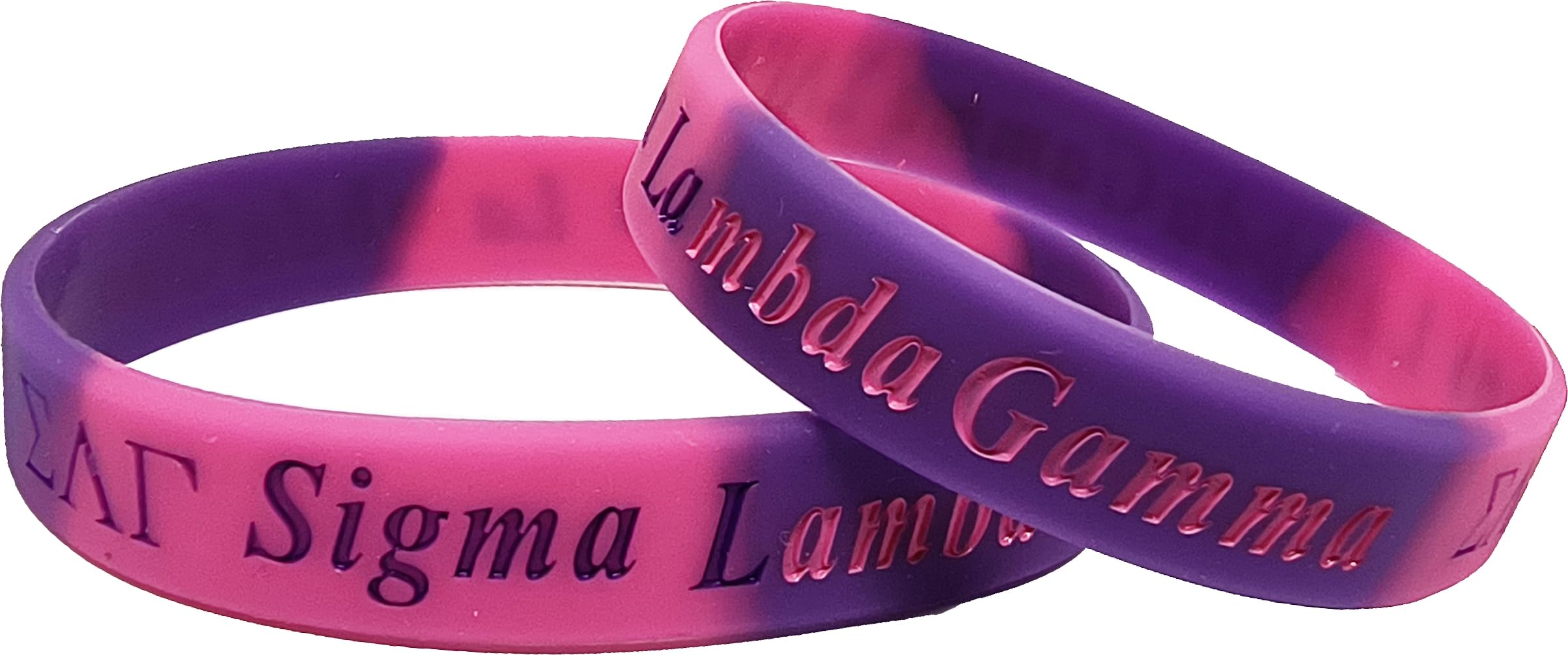 Sigma Lambda Gamma Color Swirl Silicone Bracelet [Pack of 4 - Purple/Pink - 8