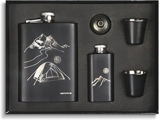 Flachmann Set 260ML Edelstahl Whisky Topf Mini Schnapsflasche Upscale Tragbar Alkoho Geschenke (Grau-outdoor)