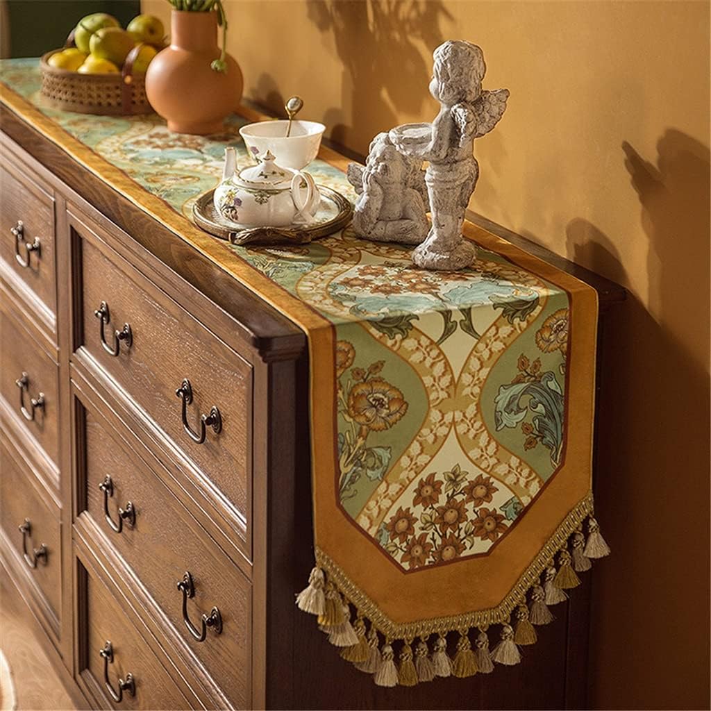 JSEIAJB French Table Runner Pastoral Table Cloth American Long Coffee Table Table Bed Tail Flag Decoration Cloth(D,30x200cm)