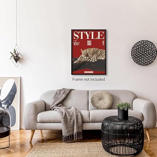 Miniatura 4 de rumlud Arte de pared de guepardo rojo, vintage, moderno, fresco, estilo leopardo, estilo Y2K, revista, cubierta estética, impresiones en lienzo para