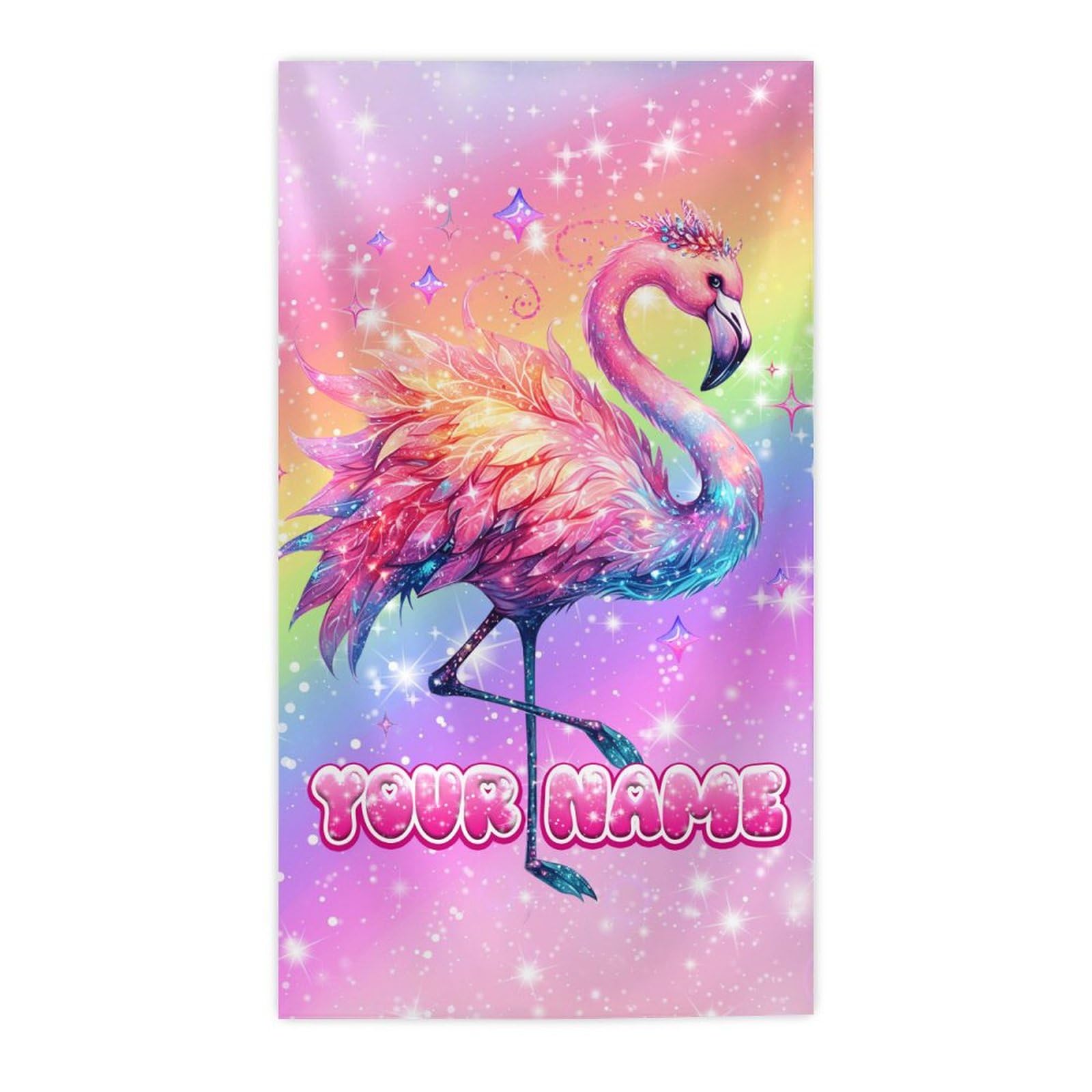 AIOMXZZ Custom Beach Towel, 30"x60" Flamingo Towels for Kids, Cute Personalized Beach Gifts for Girls Toddler, Quick Dry Sandproof Microfiber for Pool