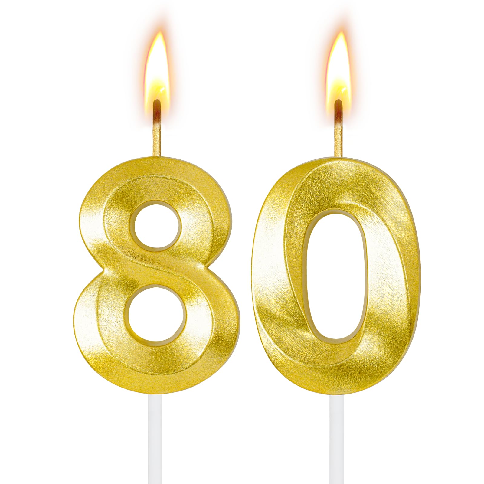 XPINBAO 80th Birthday Candles for Cake,Birthday Decorations for Him Her,Number Candles for Cake Toppers Party Anniversary - candles and holders | Mubboo