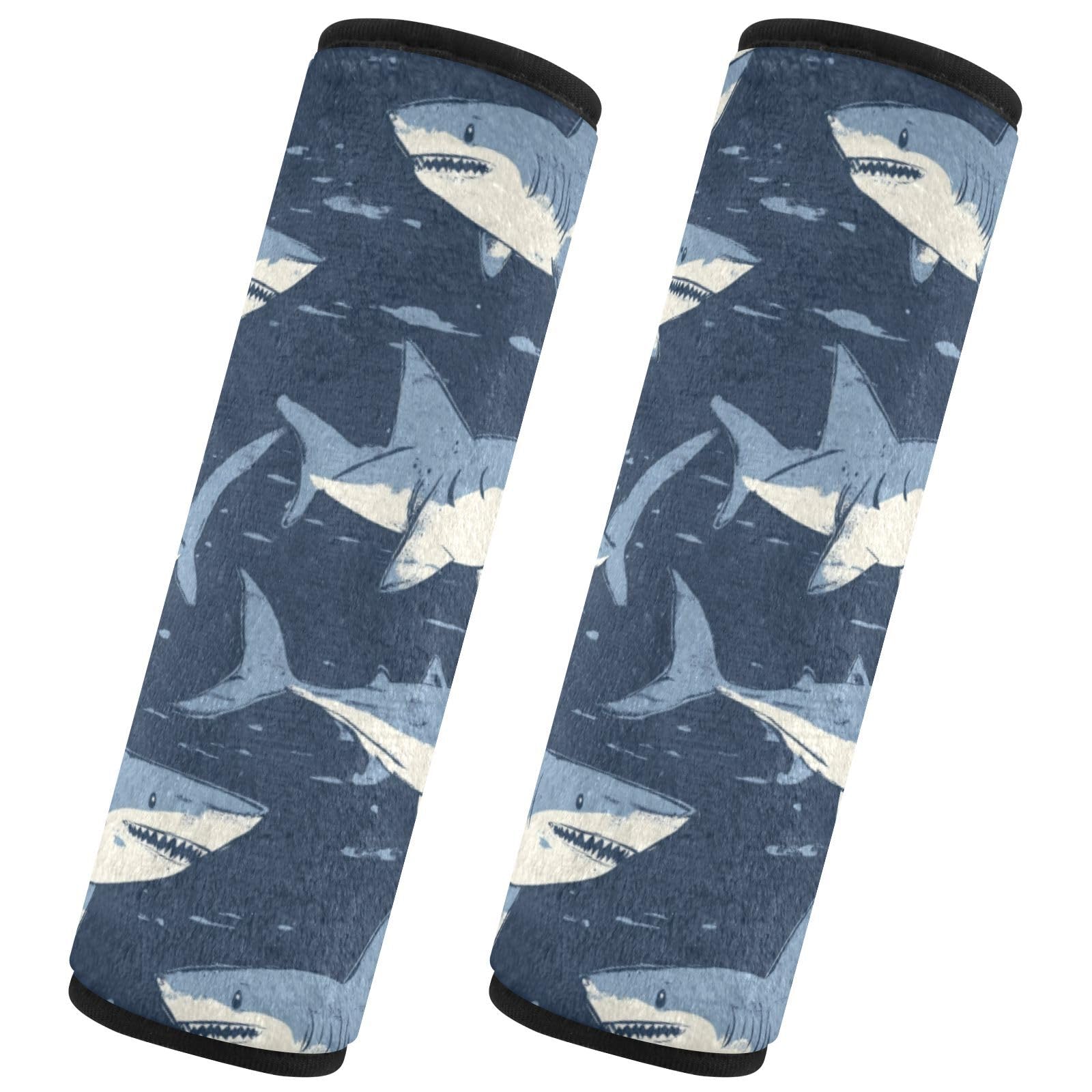 Seat Belt Covers 2 Pack Shark Animal Car Seat Strap Covers Super Soft Sea Funny Car Seat Neck Cover for Boys Girls Adults Babies S