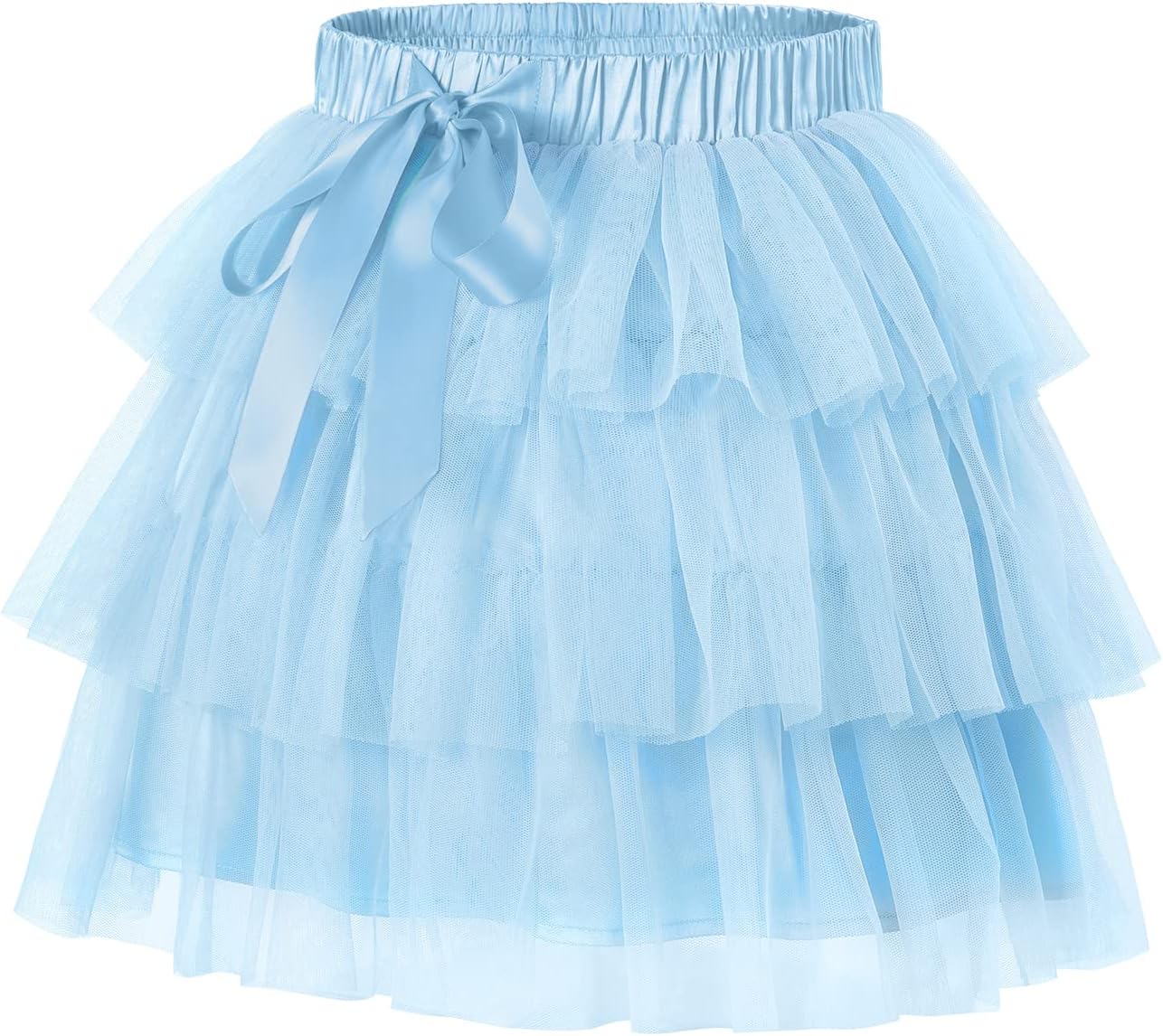 [FUZADIAN] 女子の3層メッシュチュチュ 蝶結び付 パフィー ペチコート【短いバレリーナスカート】 黒/ピンク/ブルー/紫