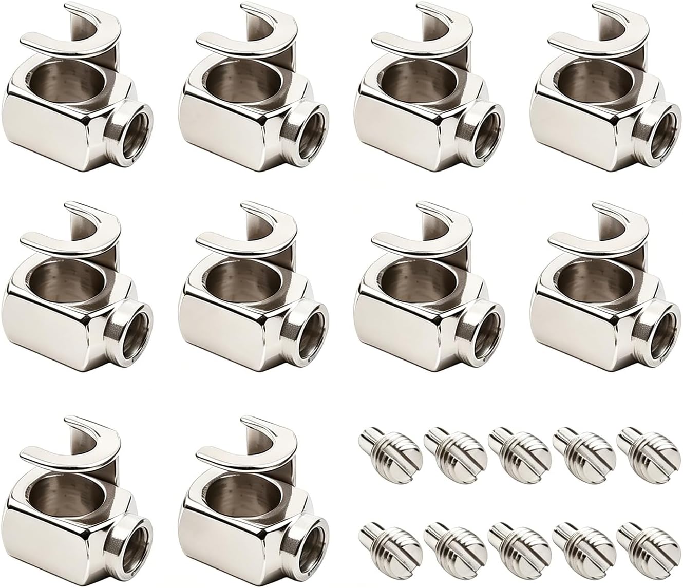 Skysewing 10Pcs Needle Clamp with Wire + 10Pcs Clamp Screws for High-Speed Computerized Embroidery Machines – Compatible with Barudan Tajima SWF Happy – Flathead Locking Screws – Transparent Box