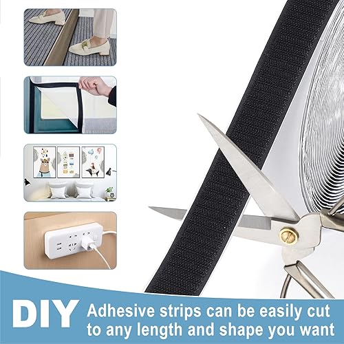 Miniatura 6 de Tiras con adhesivo resistente, cinta de 39.5 pies x 1.2 pulgadas, rollo de cierre adhesivo de nailon, tiras autoadhesivas de fuerza industrial para