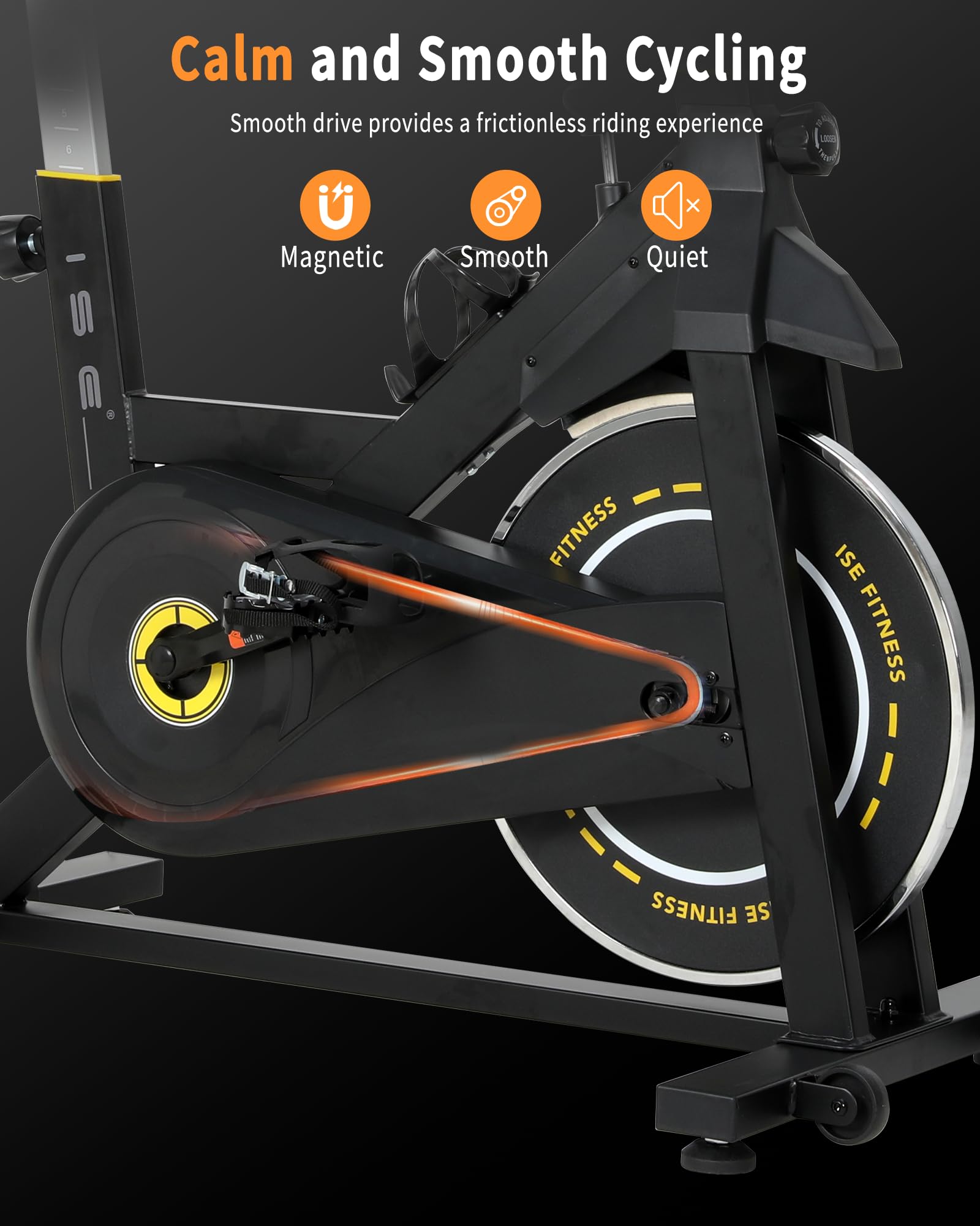 ISE Rower treningowy z wyświetlaczem LCD i monitorem tętna, do domu, ergometr, rower do użytku wewnątrz i na zewnątrz, rower treningowy z uchwytem i regulowanym oporem