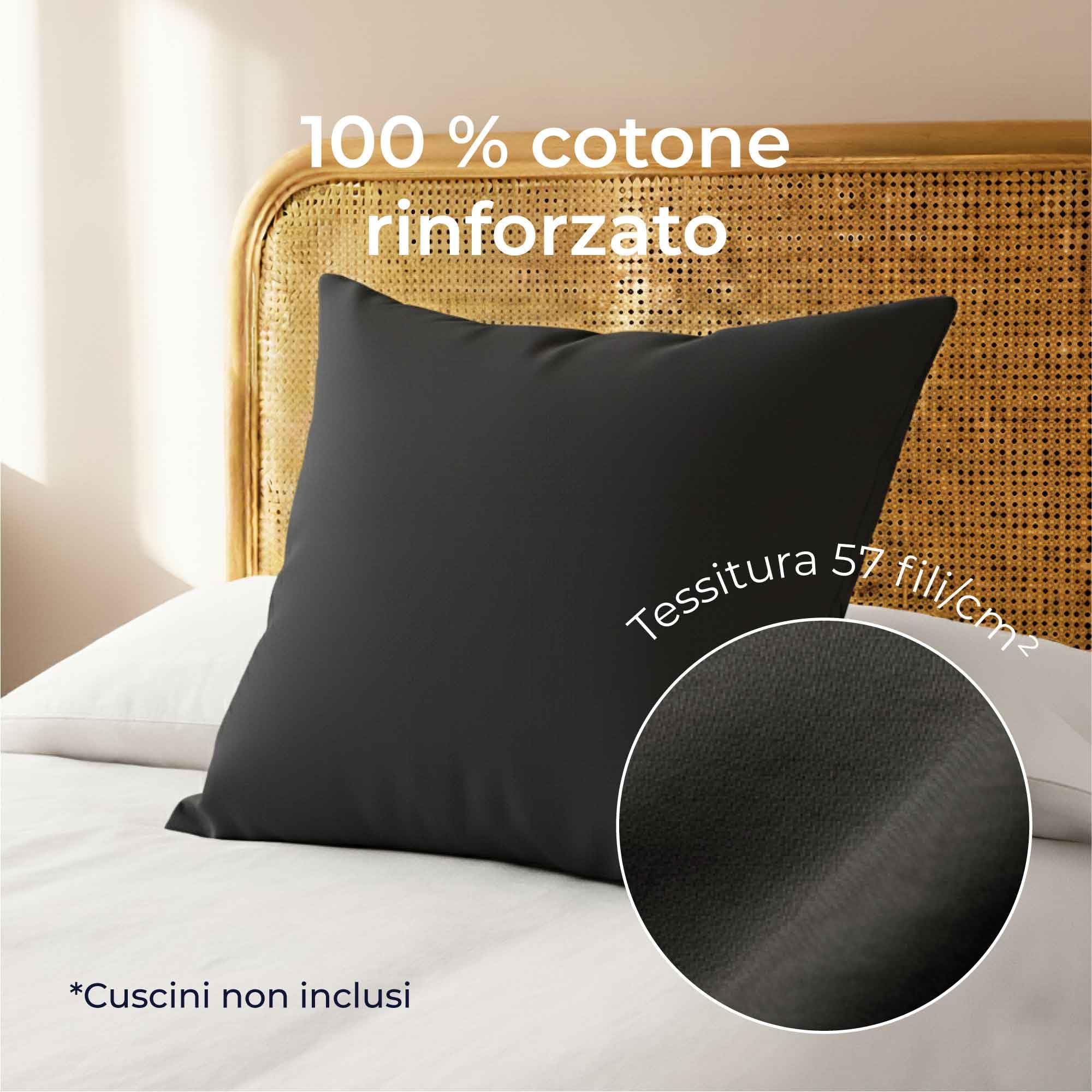 Federe 50x50 Cotone Rinforzato (Set da 2) - Antracite - Trama Fitta a 57 Fili/cm² - Federe Cuscini 50x50 cm - Federe Cuscino 50x50 Certificate Oeko Tex - Dreamzie