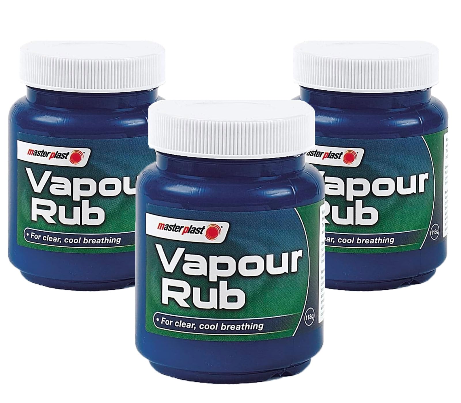 Masterplast Vapour Rub Relief Cough Cold and Flu-Like Symptoms. Helps Relieve Coughing, Nasal Congestion and Ease Breathing, Head Balm Menthol Rub & Eucalyptus Rub, 3x100 g + Cheeroo Magnet