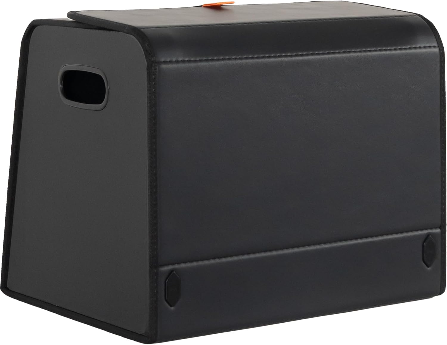 Trunk Organizers, Car Organizers, Storage Solutions, and Car Storage Organizers for SUVs, Sedans, Back Seats, and Luxury Vehicles with Lid, Leather, Small, Large Car shoes box (Plain Black, L)