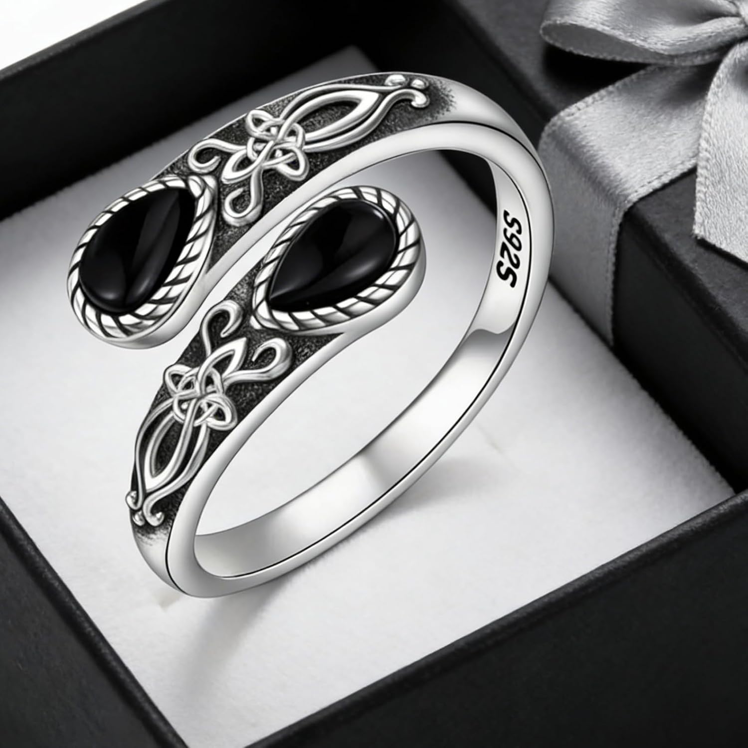 Handcraft Adjustable Thumb Rings for Women, 925 Sterling Silver Vintage Moonstone Ring, Spoon Style Adjustable Ring Gift for Her, Sister, Mom – Natural Gemstone Jewelry - Image 6