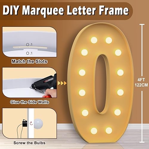 Miniatura 4 de Letras iluminadas de marquesina de 4 pies, letras grandes de marquesina, letras gigantes para baby shower, fiesta de cumpleaños, decoración de telón