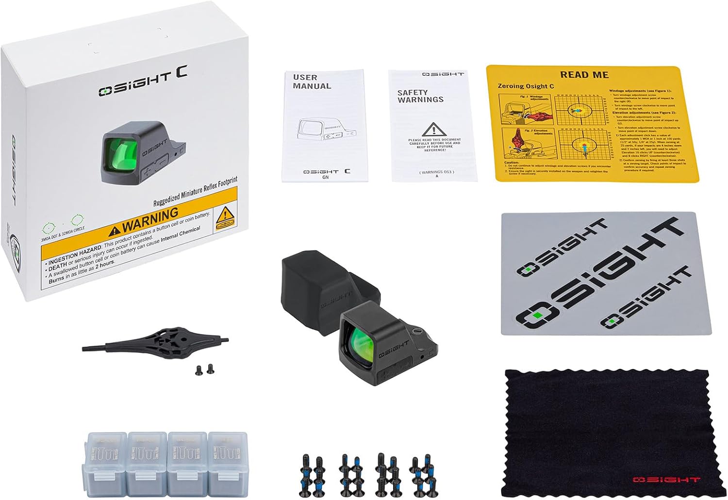 OSIGHT C Multi-Reticle 3 MOA Dot & 32 MOA Circle Open Reflex Sight, 407C/507C Footprint Compatible, Parallax-Free Sights for Full-Sized Setups (Green Dot) - Image 9