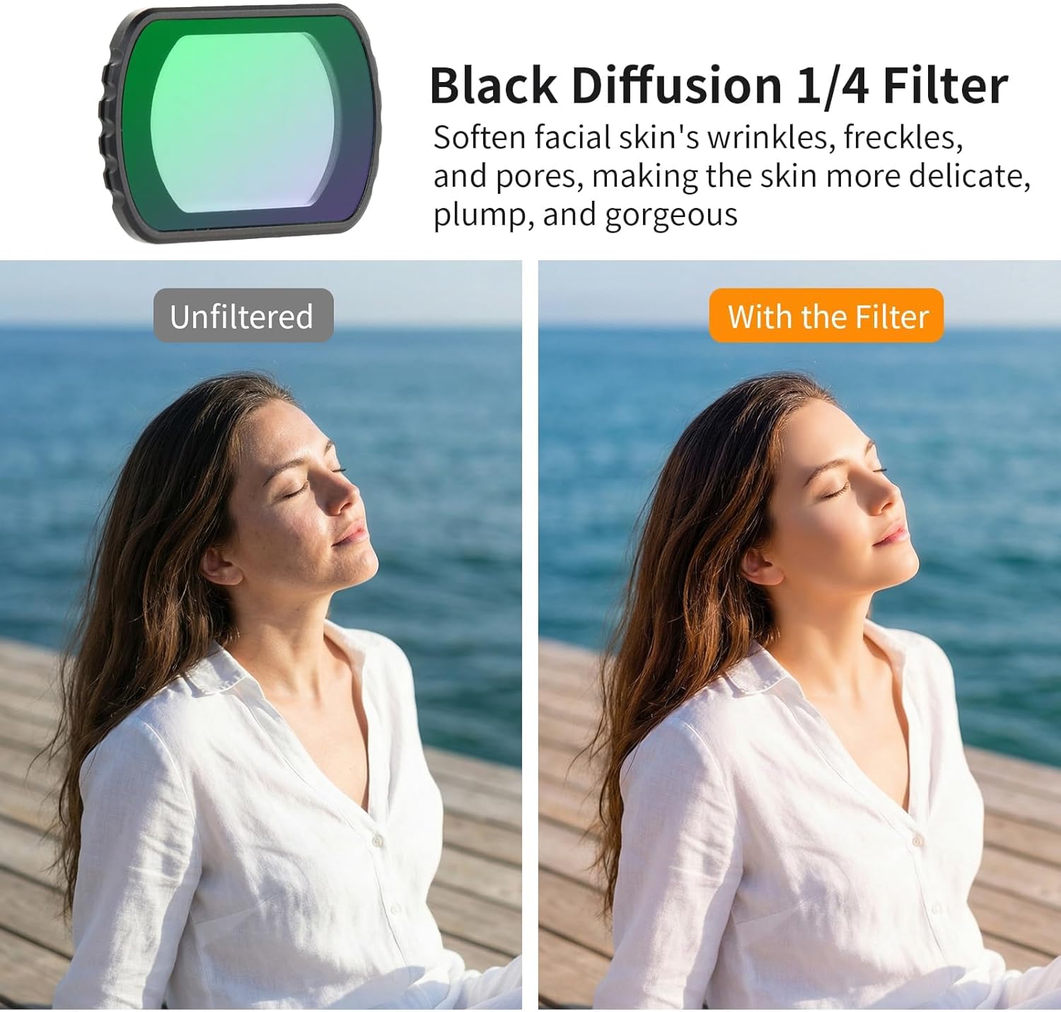 UTEBIT 3 Pack Filter Set with 0.75X Wide Angle Lens,Magnetic Variable Fader ND2-32 CPL Filter Black Diffusion 1/4 Filter Compatible with DJI Osmo Pocket 3 Creator Combo, Multiple Lens/HD Optical Glass