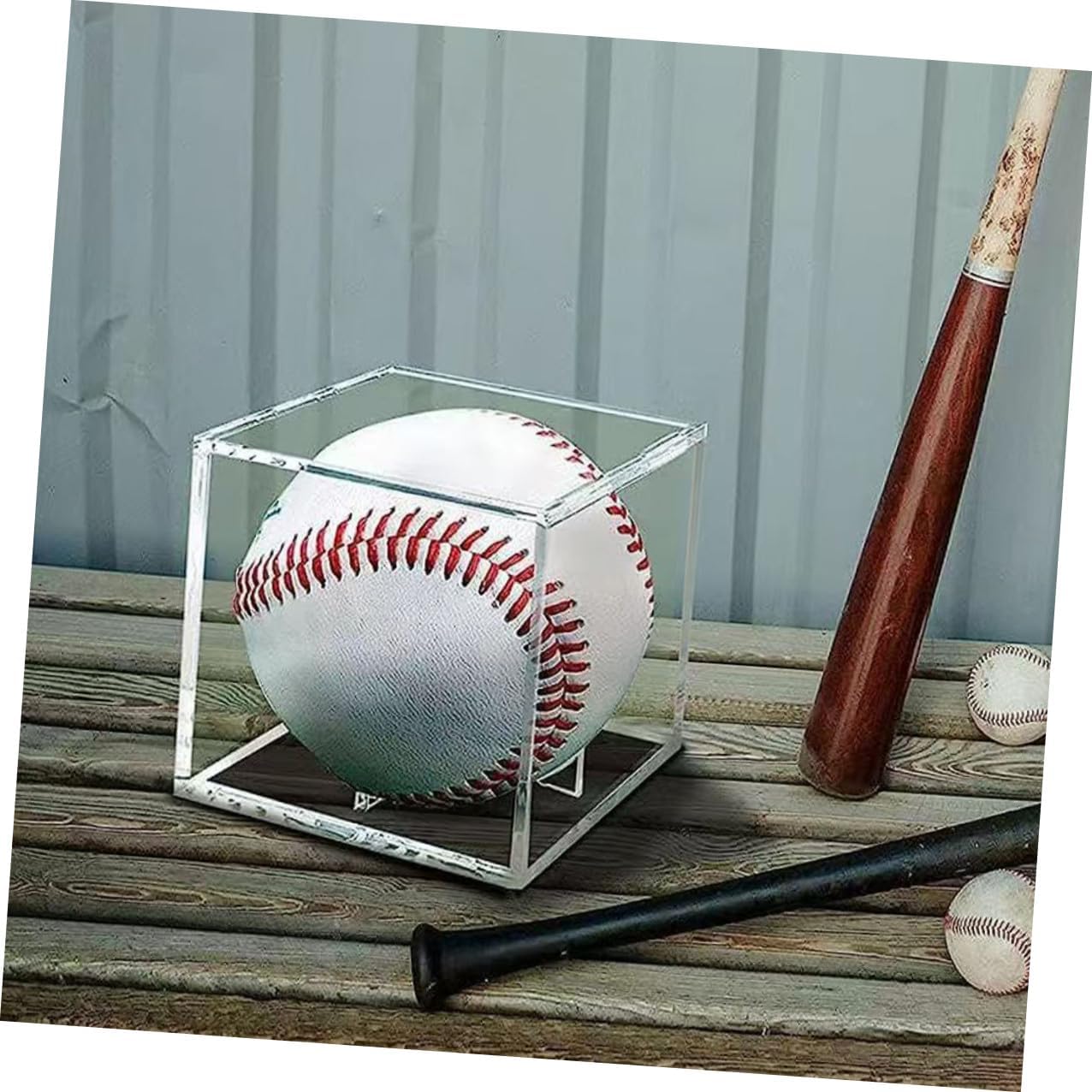 Mikinona 3pcs Acrylic Baseball Display Cases Stand, UV Protection Baseball Cube Memorabilia Showcase for Signed Balls, Small Sports Collectibles Storage for Home and Office