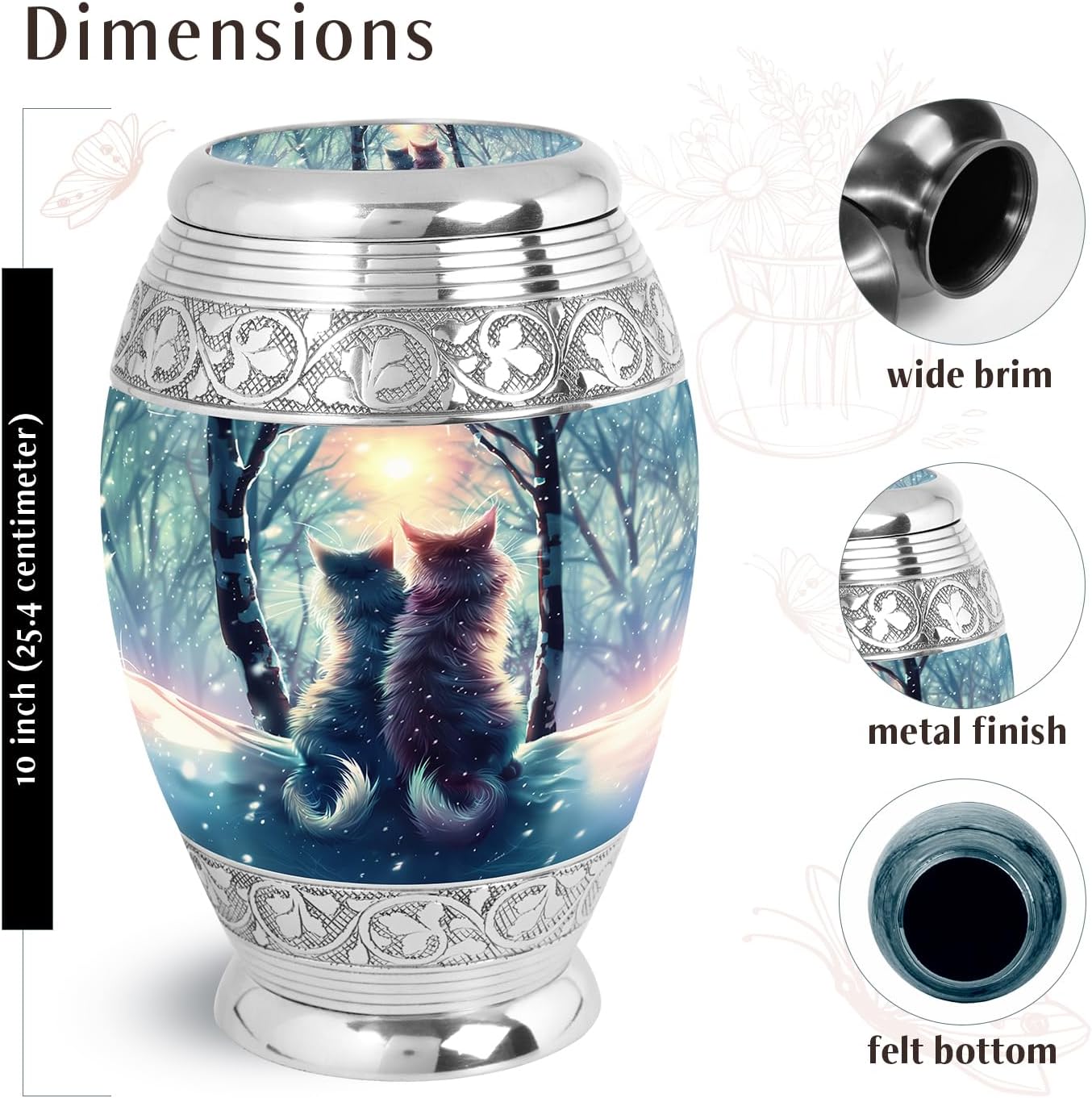 Cat Urn for Adult Human Ashes Male, Large 10" Pet Cremation Urns for Men