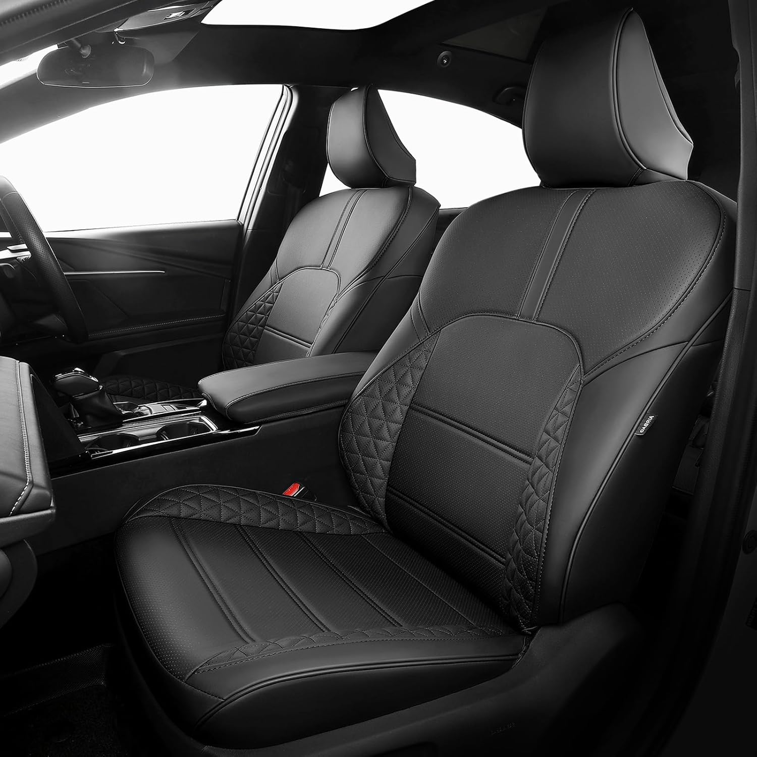 FREESOO Toyota Camry Seat Covers Full Set Custom Fit for Hybrid XSE,Hybrid XLE 2026 2025 Models, Premium Waterproof Leather Car Seat Protectors (Black)