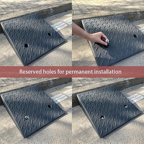 Miniatura 6 de Paquete de 2 bordillos de entrada para rampas, cobertizo de goma portátil resistente, adecuado para automóviles, bicicletas, motocicletas, sillas de