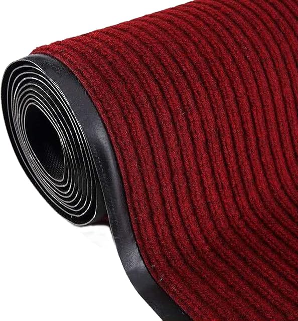 Nisorpa Carpet Runner 300x90cm Heavy Duty Runner Rug Non-Slip Backing Rubber Matting Washable Hallway Carpet Runners Mats Rugs for Hall Hallway Kitchen Entrance Living Room Laundry Dark Red