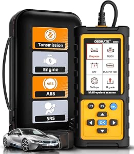 OBD2 Scanner with ABS SRS Transmission, Reset Fault Lights | Check Engine Code Reader with Full OBDII Functions | DLC Pin Test | Battery Voltage Check, Car Diagnostic Tool