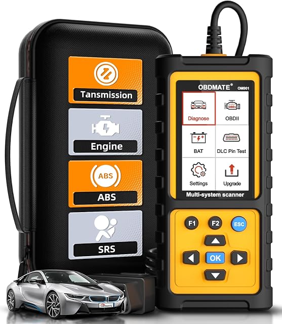 OBD2 Scanner avec ABS SRS Transmission, réinitialisation des feux de défaillance OBDII Fonctions DLC Test de la tension de la batterie, outil de diagnostic de voiture