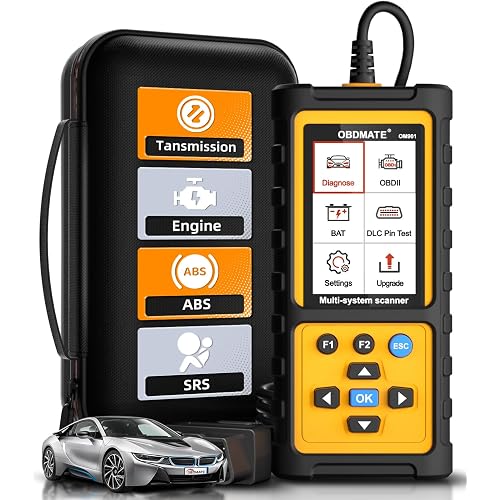 OBD2 Scanner with ABS SRS Transmission, Reset Fault Lights | Check Engine Code Reader with Full OBDII Functions | DLC Pin Test | Battery Voltage Check, Car Diagnostic Tool