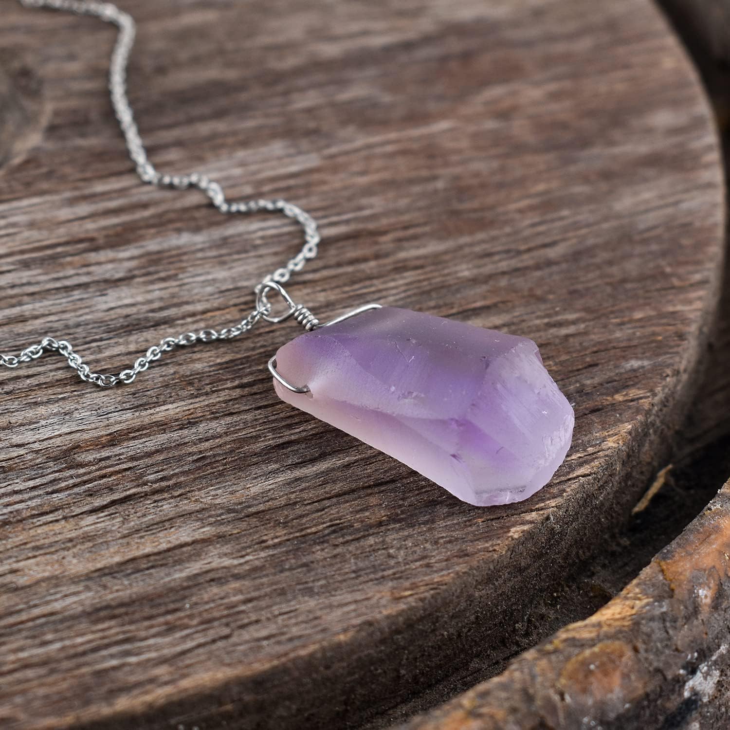 Natural Raw Gemstone Crystal Dainty Pendant Necklace for Women, Healing Chakra Stone, Birthstone, Handmade Jewelry, Rhodium Plated 925 Sterling Silver Chain 18" Gift for her