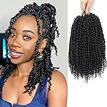 Passion Twist Crochet Hair,10 Inch 9 Packs Pretwisted Passion Twist Hair, Soft Pre Looped Crochet Hair For Women, Short Black Curly Crochet Twists Braids(10,1B)