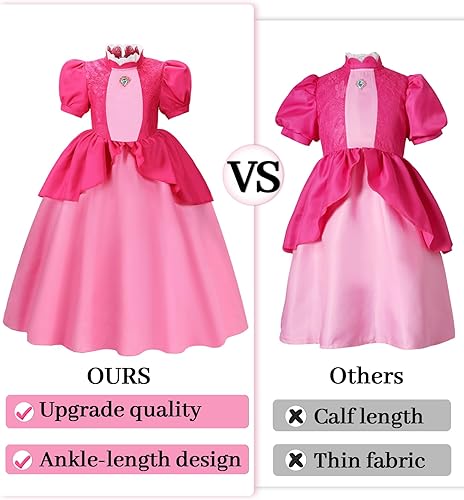 Miniatura 3 de Esvaiy Disfraz de princesa durazno para niñas, disfraces de Halloween, cosplay, vestidos para niños pequeños para bebé 2t 3t 4t 5t