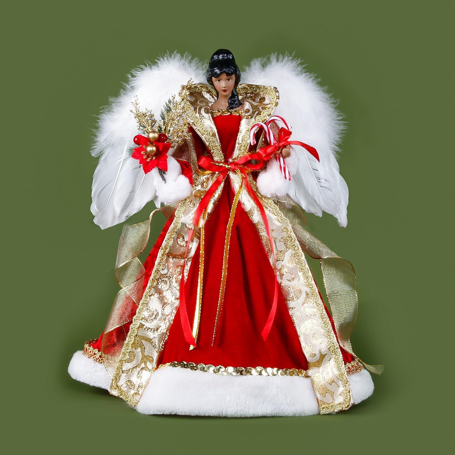 purple dressed black angel christmas tree topper Metallic Purple and Gold African American Angel Tree Topper Figurine