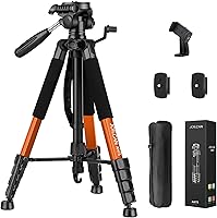 JOILCAN 74" Heavy Duty Tripod for Camera & Phone - Travel DSLR Stand, Max 15LB Load, Quick Flip Locks, iPhone Canon Compatible