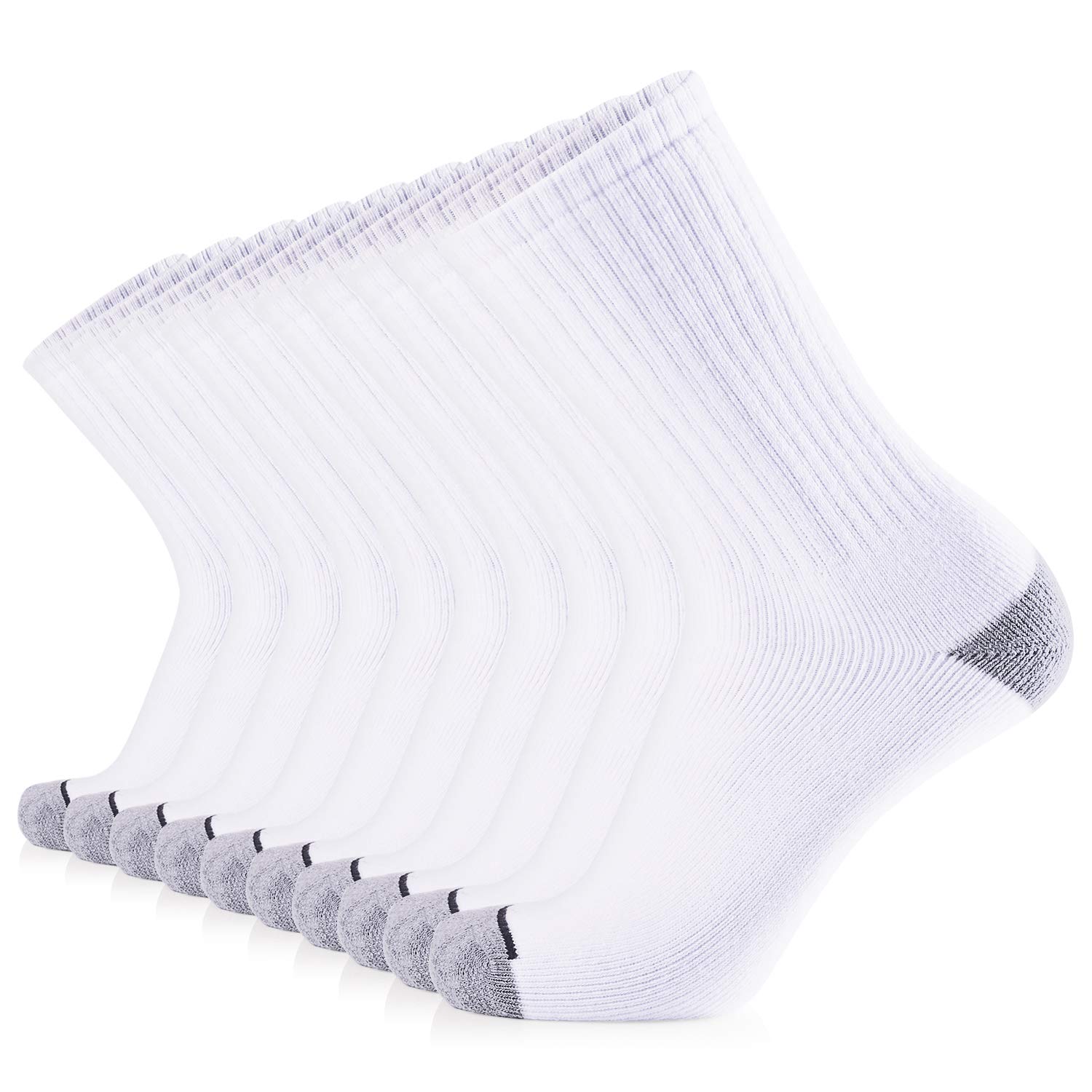 JOURNOW 10 Pairs Men's Cotton Extra Heavy Cushion Crew Socks