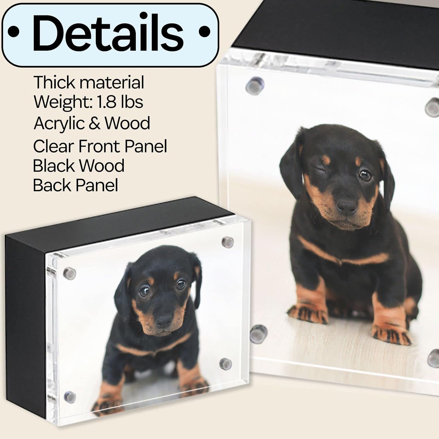 Black Wood Back Magnet Frame by Canetti-5x7 inch