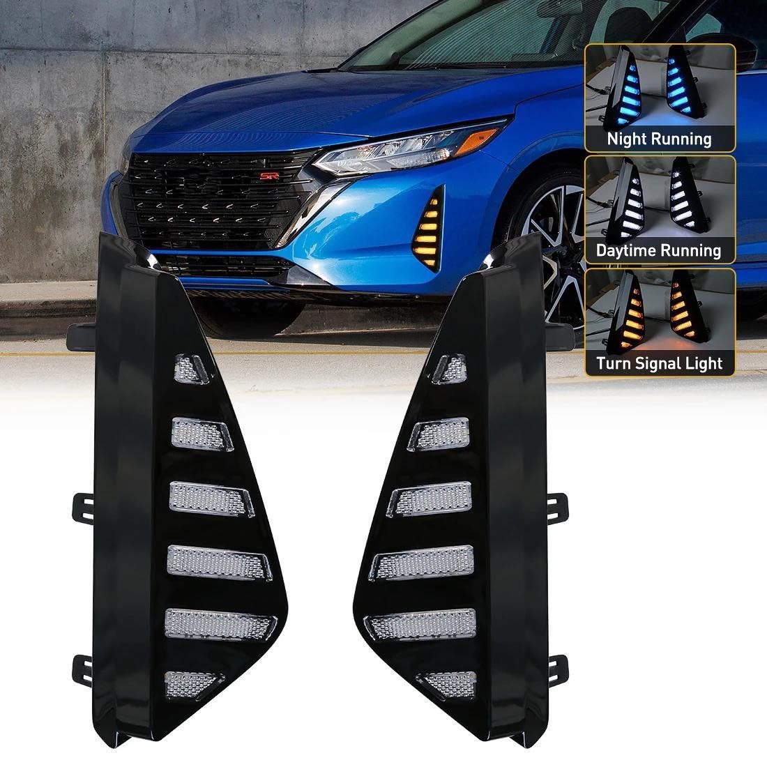 Genérico Luces Antiniebla Para Nissan Para Sentra Para Sylphy 2023 2024 Luces Diurnas LED DRL Señal Giro Lámpara Antiniebla Coche 12V Parachoques Delantero Luces