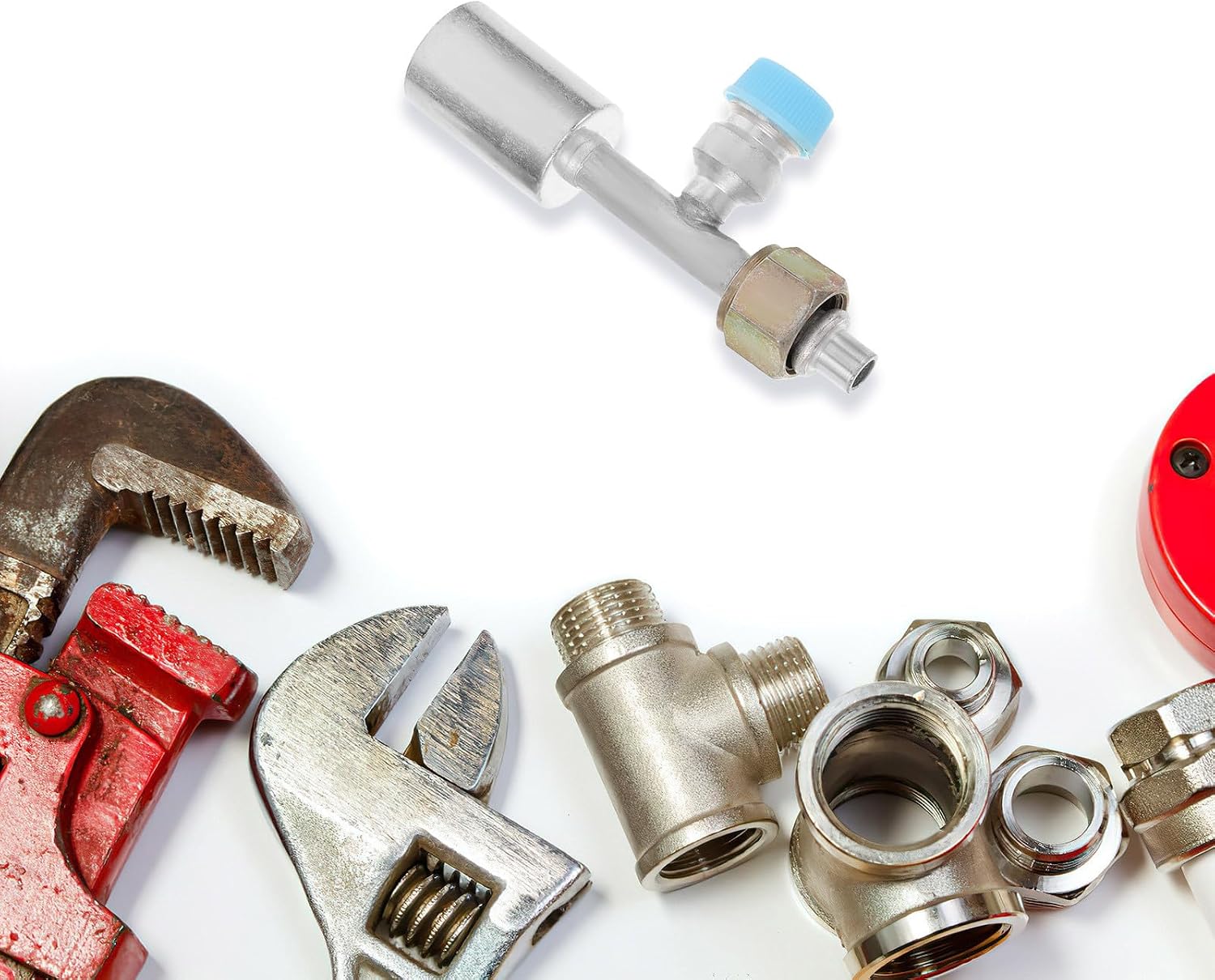 2pcs Detachable Air Conditioner Straight Adapter Aluminum Refrigerant Hose Fitting with Pressure Valve for Auto Truck Vehicle Supplies