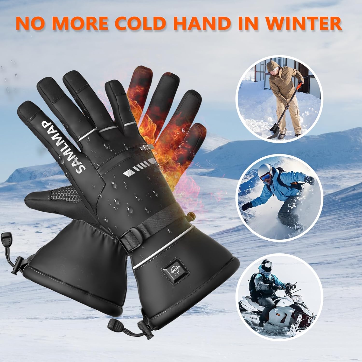 Heated Gloves, Electric Gloves Heated for Men/Women Rechargeable, Waterproof Work Motorcycle Glove for Winter Outdoor