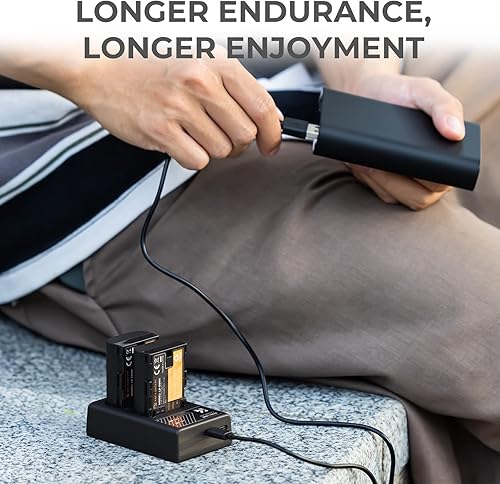 Miniatura 7 de K&F Concept LP-E6NH Cargador de batería, doble ranura LP-E6P LPE6N LPE6 Cargador de batería para Canon EOS R5, R6, R, EOS 5D Mark IV, 5D Mark III,