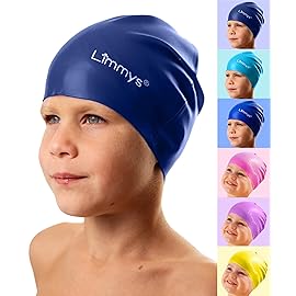 Limmys Kids Swim Cap - 100% Silicone Swim Cap for Boys and Girls - Soft, Stretchy & Comfortable Swimming Cap - Designed for Comfort & Durability