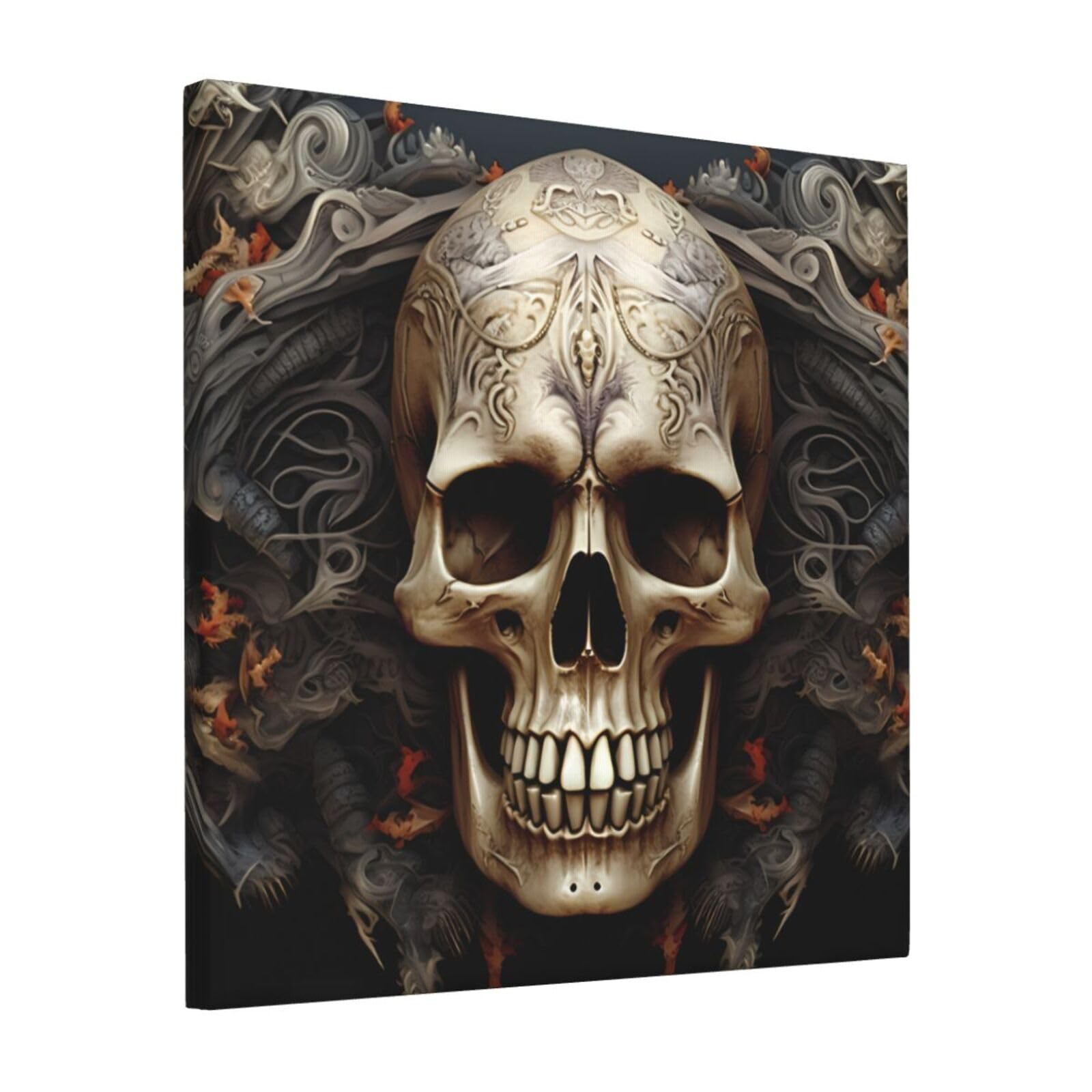 KLOPH Skulls Canvas Wall Art for Living Room 12"x12" Modern Artwork Painting for Bathroom Hanging Canvas Prints Aesthetic Wallart for Bedroom Kitchen Office Wall Decor
