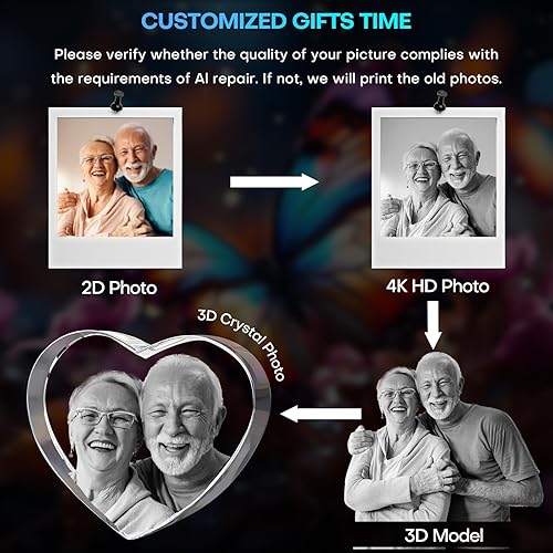 Miniatura 9 de Regalos de fotos de cristal 3D personalizados con grabado láser 3D, marcos de fotos personalizados, aniversario, cumpleaños, boda, regalo