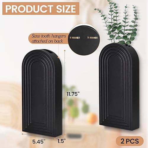 Miniatura 6 de Maceta de pared para plantas de interior, decoración de pared de madera, jarrones de pared para decoración de flores secas y vegetación sintética,