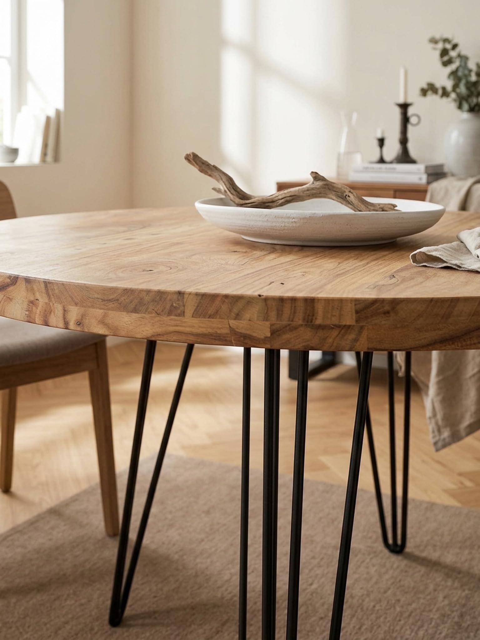 Tavolo da pranzo di design BAGLI rotondo Ø 120 x 78 cm Sheesham legno massello | tavolo da pranzo marrone | tavolo per sala da pranzo tavolo cucina 4 persone