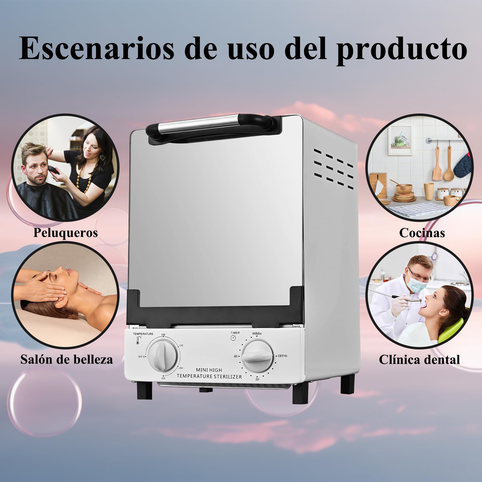Esterilizador de aire caliente de 12 litros, esterilizador doble de calor seco, autoclave de infrarrojos de 250 grados con temporizador, para salones dentales y de uñas, Peluquerías