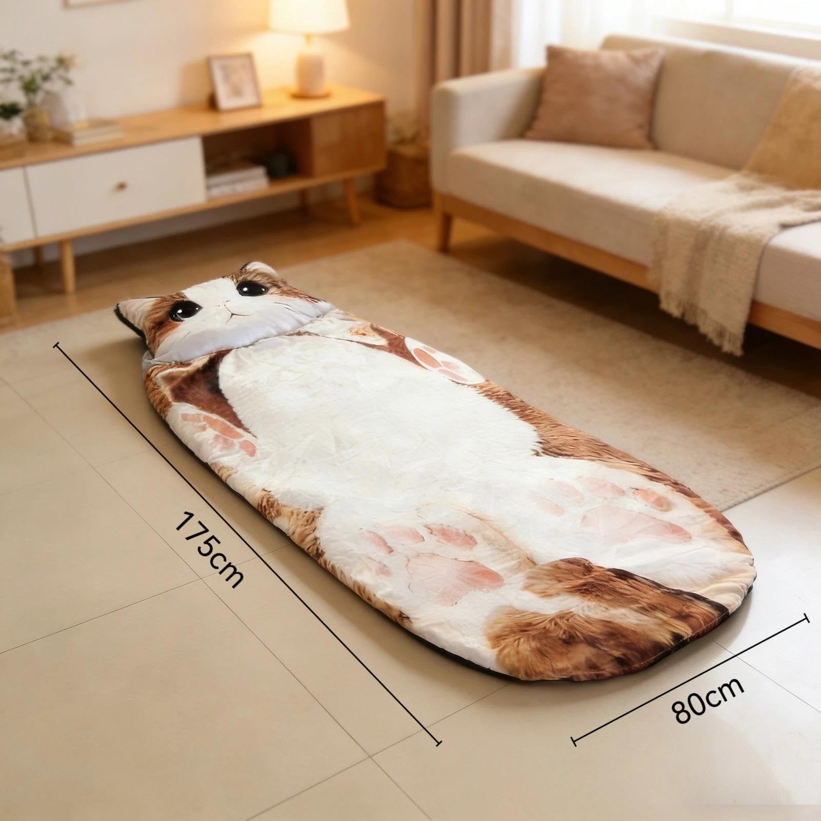 Sac de Couchage Doux pour Adulte, enveloppe de Chat en Peluche,Sac de Couchage pour,enveloppe Sac Couchage Adulte Hiver en Forme de Chat,Cat Shaped Plush Sleeping Bag for Adults