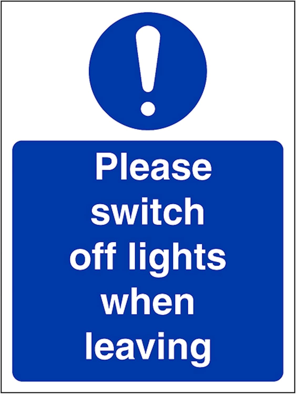 V Safety Please Switch Off Lights - Portrait 150 x 200 mm - 2mm Super-Tough Rigid Plastic Safety Sign