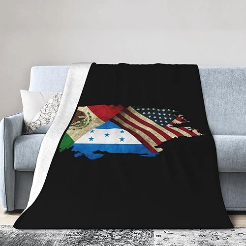 USA Mexico Honduras Flags Blanket Warm Blanket Ultra Soft Microfleece Blanket Flannel Living Room Sofa Bed Bed Blanket
