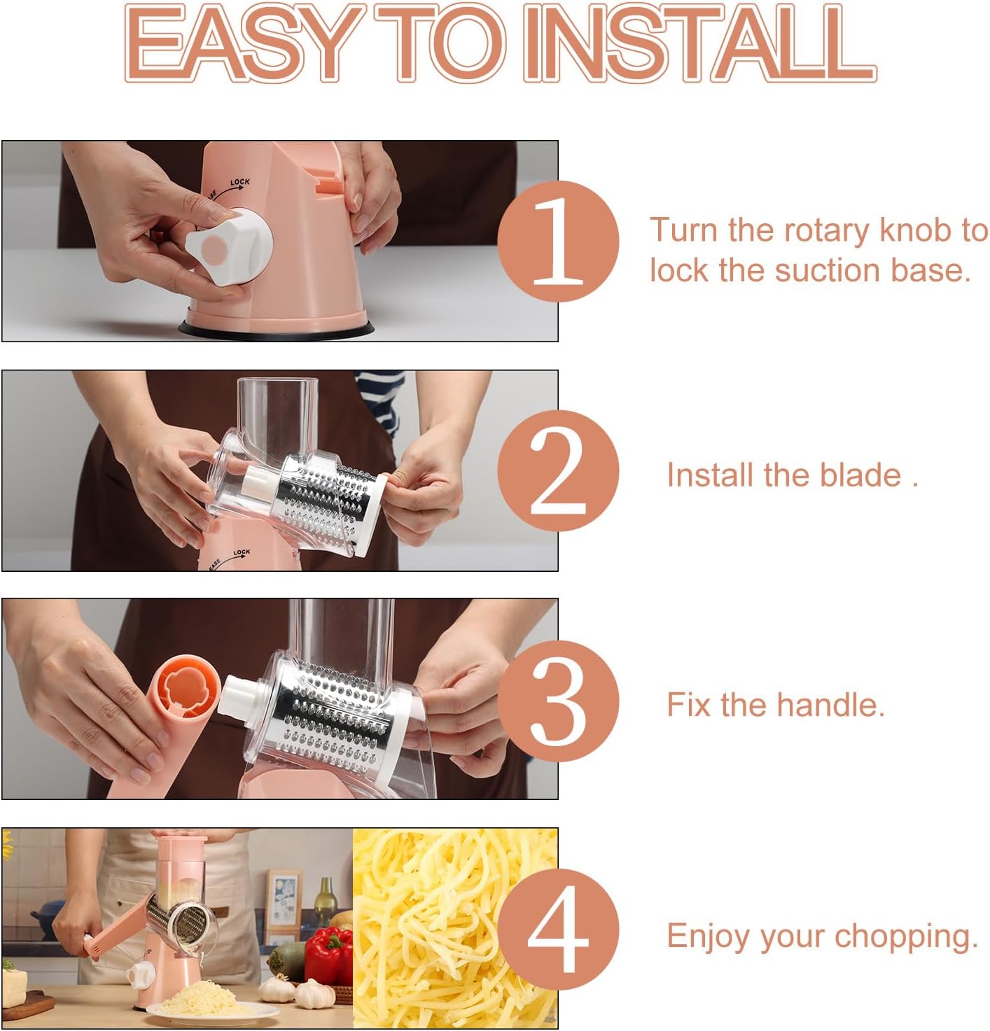 Silicone Baking Pastry Mat with Dough Cutter, Ourokhome 20'' X 16" Extra Thick Kneading Rolling mat, Rotary Cheese Grater Shredder - 3 Drum Blades Manual Speed Round Food Slicer Nut Grinder