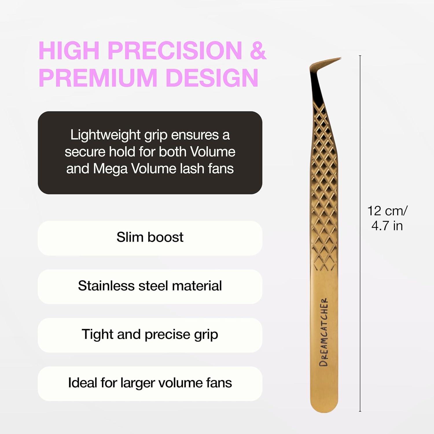 Curacoro Lash Tweezers, LashSmith Slim Boost Tweezer - DreamCatcher | Eyelash Applicator for Volume & Mega Volume
